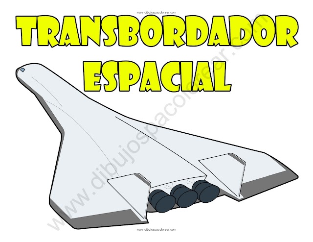 Transbordador espacial dibujo a color y para colorear